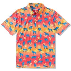 Chubbies Orange and Blue Patterned Polo Shirt